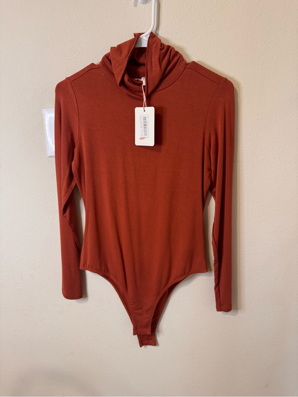 Gianni Bini Rust-Orange Turtleneck Bodysuit